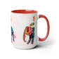Two-Tone Coffee Mugs, 15oz, Kirigami Elephant Flower