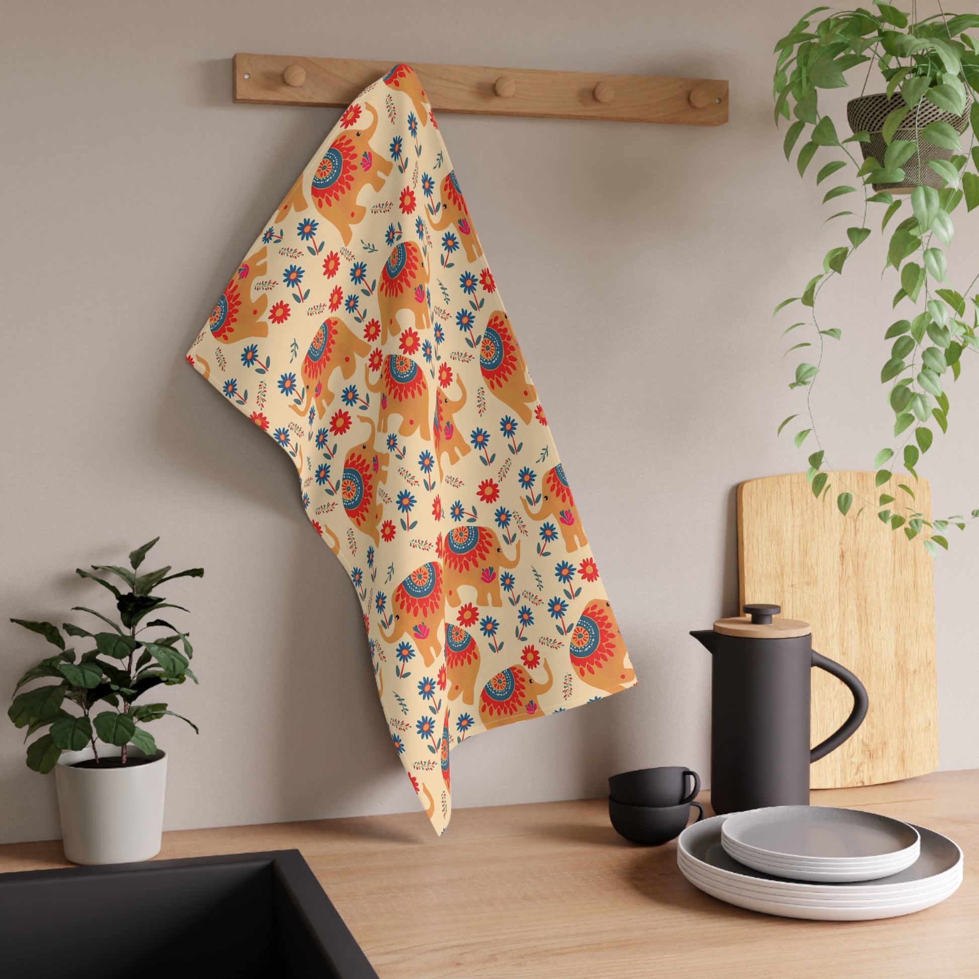 Happy Elephants Kitchen Towel