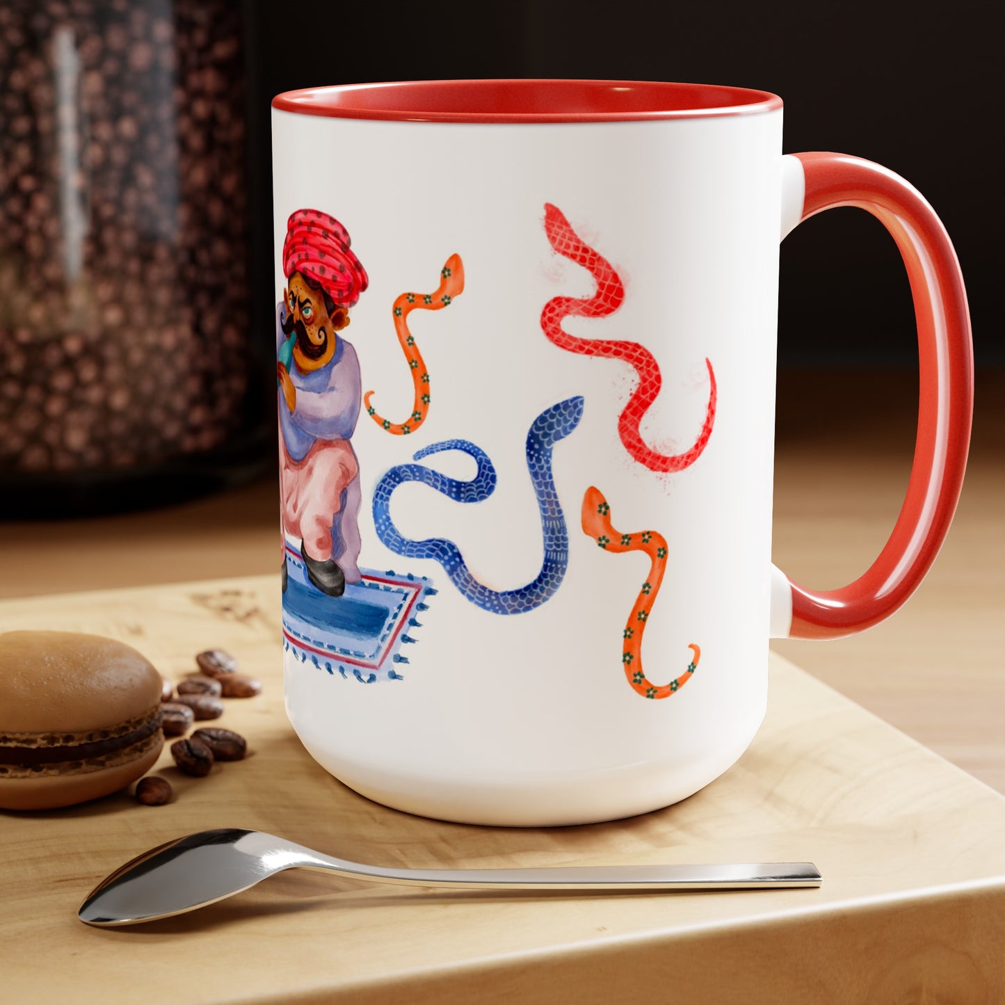 Two-Tone Coffee Mugs, 15oz, Snake Charmer