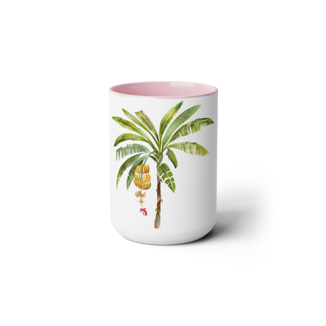 Two-Tone Coffee Mugs, 15oz, Go Bananas