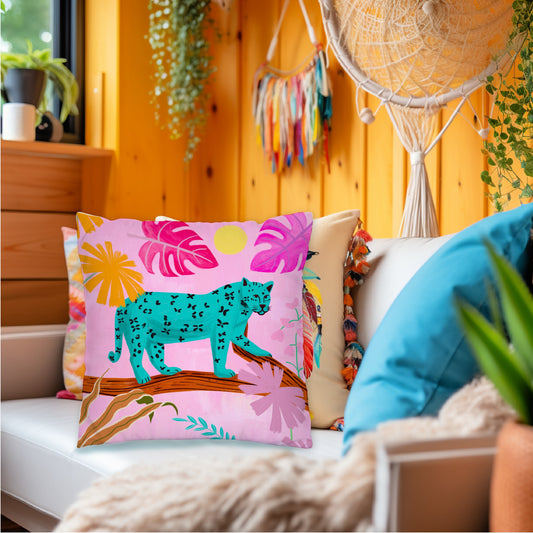 Blue Panther Spun Polyester Square Pillow
