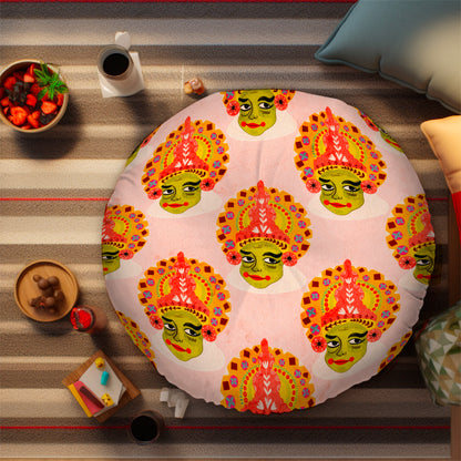 Kathakali Round Tufted Floor Pillow