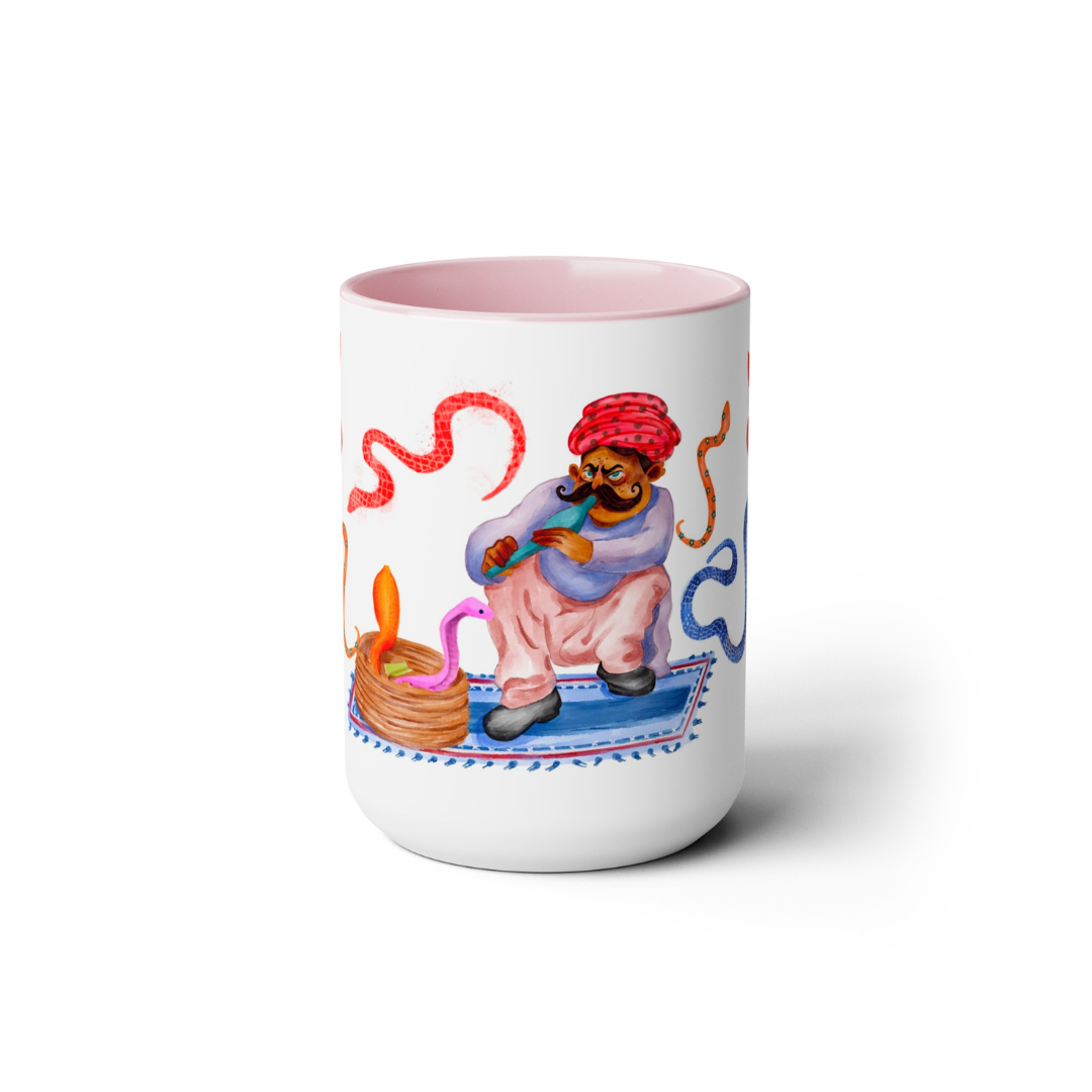 Two-Tone Coffee Mugs, 15oz, Snake Charmer