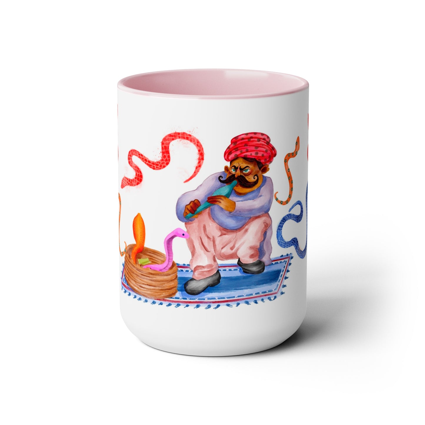 Two-Tone Coffee Mugs, 15oz, Snake Charmer