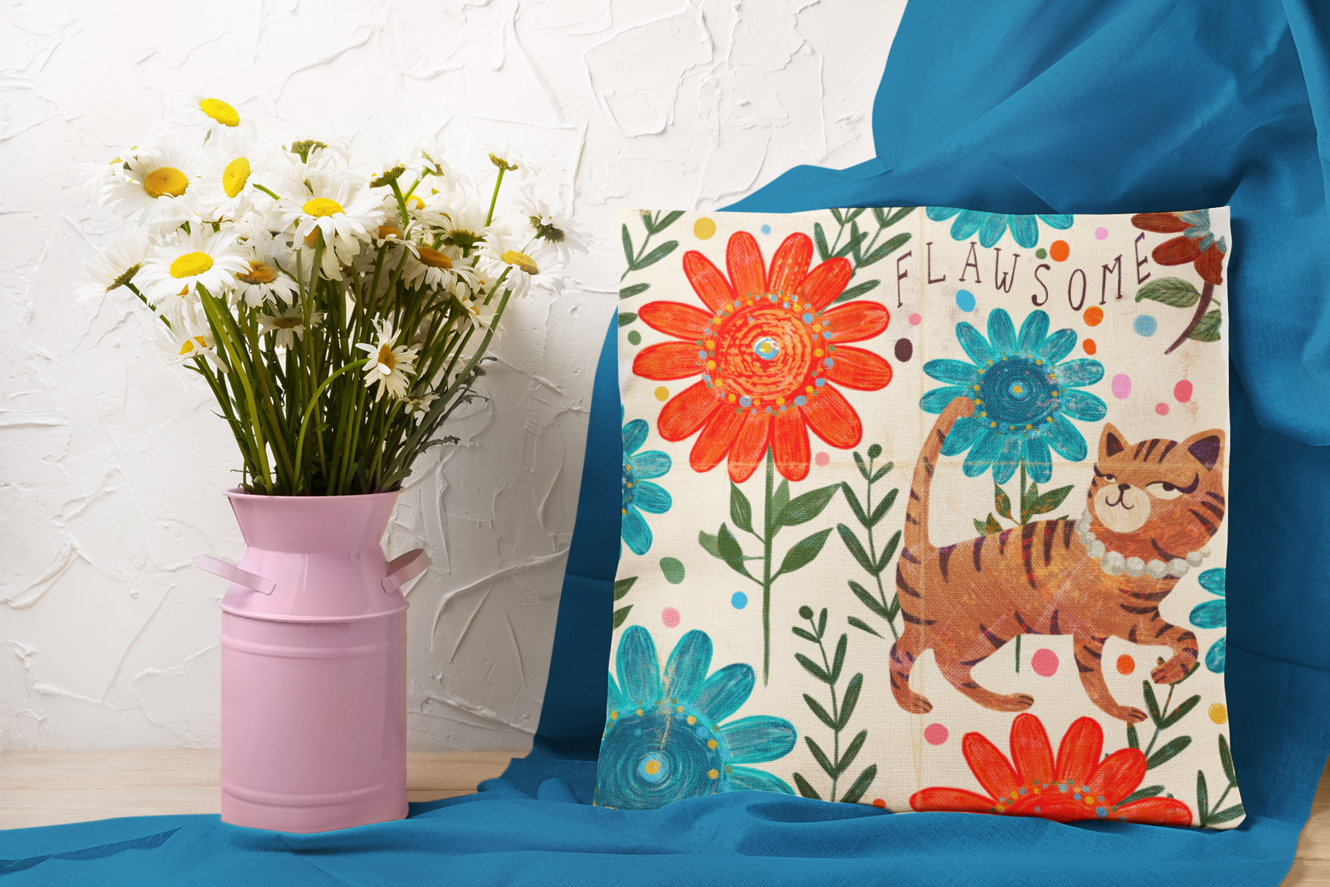 Vintage Kitty Spun Polyester Square Pillow