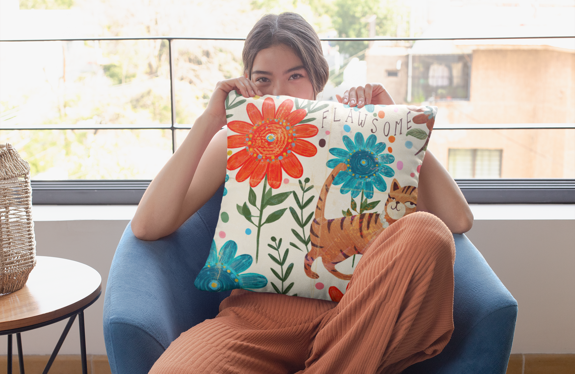 Vintage Kitty Spun Polyester Square Pillow